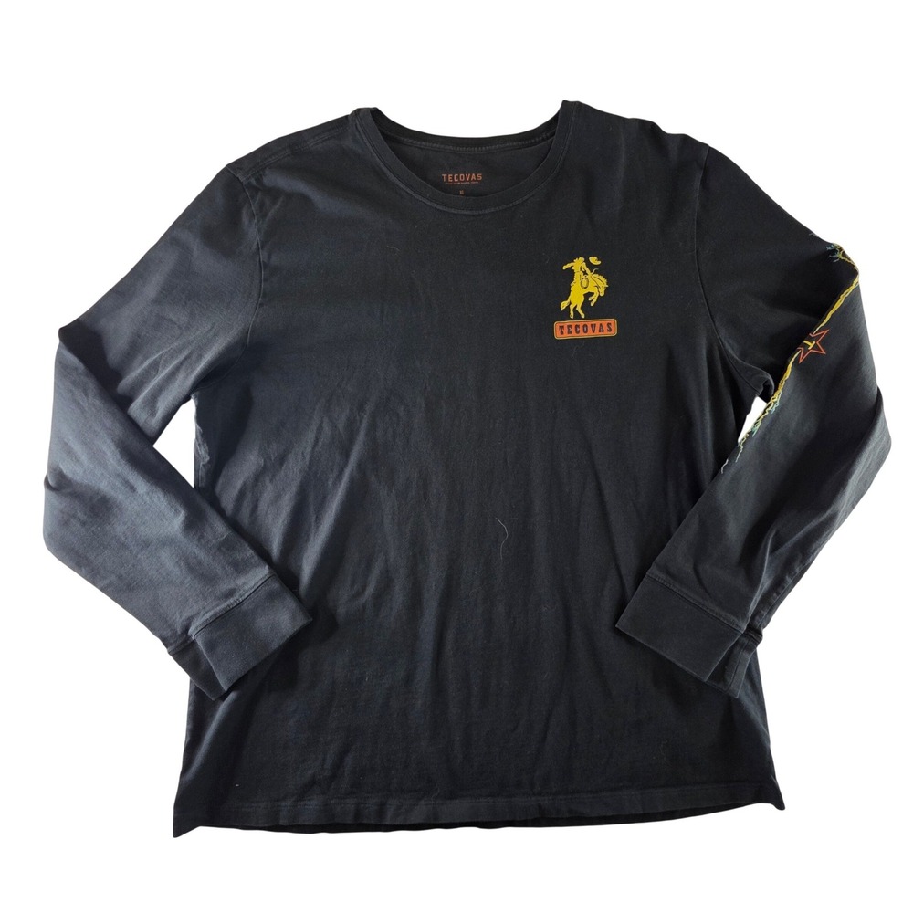 Tecovas Mens XL Long Sleeve Graphic T-Shirt Black Fast As Lightning Rodeo Bronc‎